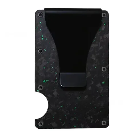 Portacarte di Credito in Fibra di Carbonio Forgiata Protezione RFID Minimalista Portafoglio Sottile in Lega di Alluminio Con Clip