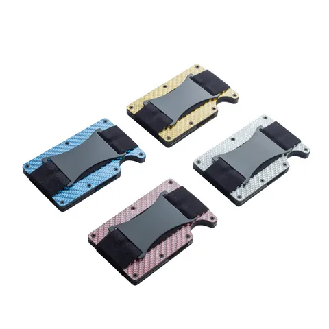 Porte-cartes Homme en Fibre de Carbone Blocage RFID Portefeuille Mince en Alliage d'Aluminium Antivol pour Cartes de Crédit