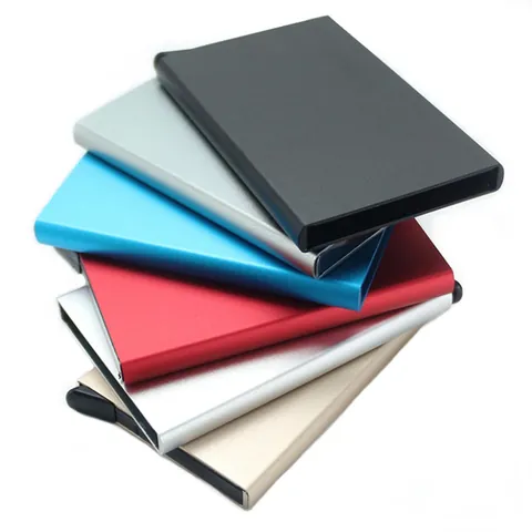 Aluminum Alloy RFID Blocking Credit Card Holder Automatic Pop Up Slim Metal Business Card Case Anti Degaussing Pocket Wallet