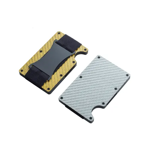 Porte-cartes Homme en Fibre de Carbone Blocage RFID Portefeuille Mince en Alliage d'Aluminium Antivol pour Cartes de Crédit