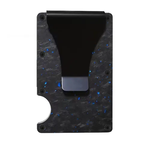 Portacarte di Credito in Fibra di Carbonio Forgiata Protezione RFID Minimalista Portafoglio Sottile in Lega di Alluminio Con Clip
