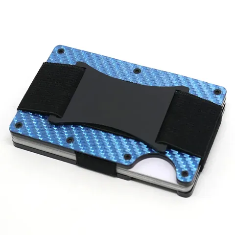 Portacarte Minimalista in Fibra di Carbonio con Blocco RFID per Uomo Donna Sottile Clip per Contanti in Metallo Custodia per Carte di Credito Business