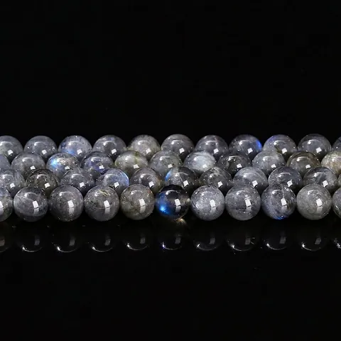 Natuurlijke Grijze Maansteen Labradoriet Ronde Losse Kralen Met Sterke Blauwe Glans Gepolijste Edelsteen Voor DIY Sieraden Maken Accessoires