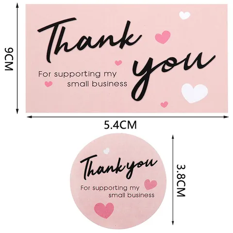 Thank You For Supporting My Small Business Stickers And Cards Pink Kraft Paper Decorative Heart Floral Labels For Gift Wrapping Packaging Small Business Supplies