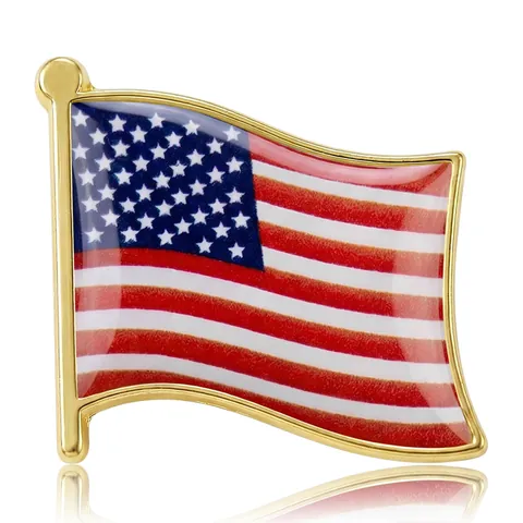 Fashion American Flag Enamel Brooch Wave Starry Stripes Gold Plated Alloy Lapel Pin Badge For Men Women Daily Accessory