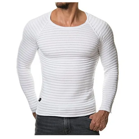 Damen Slim Fit Langarm T-Shirt Gestreift Rippenstruktur Gestrickt Rundhals Modal Casual Pullover Base Layer Top Für Den Alltag