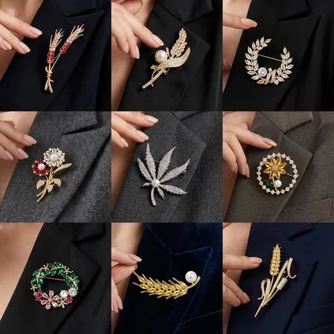 Spilla a Forma di Fiore in Lega di Lusso con Strass e Perle per Donna Spilla da Balia in Cristallo per Abito Matrimonio Gioiello