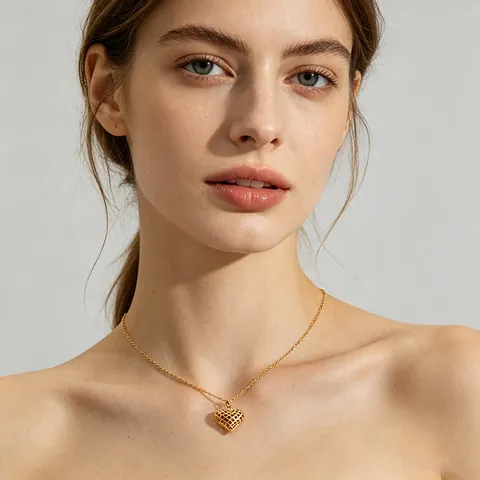 Collier Pendentif en Acier Inoxydable Plaqué Or 18K pour Femmes Sirène Cœur Plume Globe Tasse à Café Animaux Bijoux Chaîne