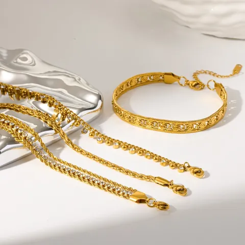 Ins Style Inlaid Rhinestone Stainless Steel Bracelet Personality Stacking Multi-layer Tarnish Resistant Jewelry For Women Gift