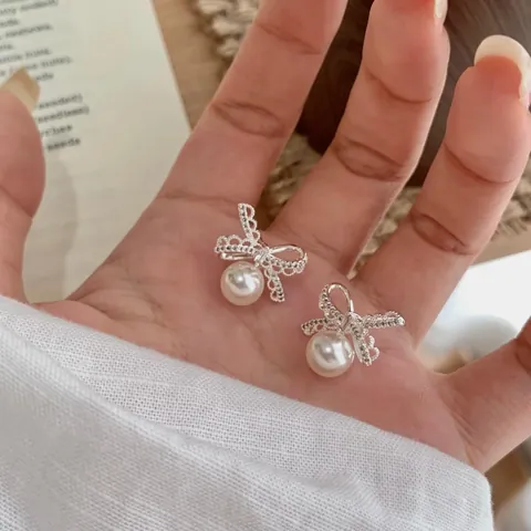 Nischendesign Kupfer Ohrstecker Mit 925 Sterlingsilber Ohrstecker-Stift Strass Künstliche Perle Wassertropfen Blumen Ohrringe Für Damen Alltag Schmuck