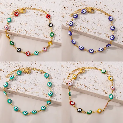 Stainless Steel Colorful Crystal Flower Bracelet For Women Adjustable Beaded Chain Fresh Sweet Dainty Jewelry Gift