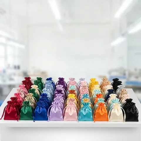 Satin Drawstring Bags Imitation Satin Jewelry Storage Pouches Glossy Dustproof Gift Packaging Travel Organizer