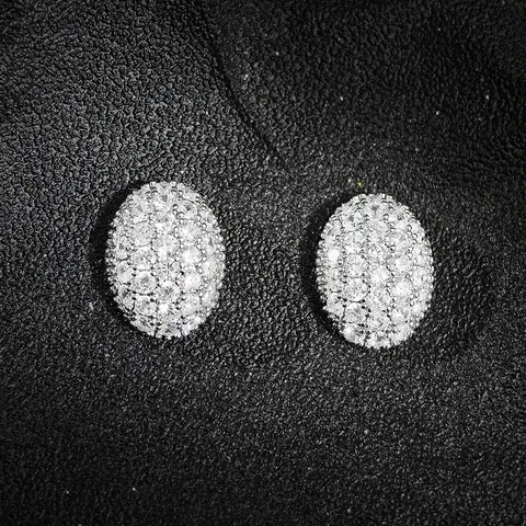 Fashion Hollow Oval Rhinestone Stud Earrings Copper Electroplated Geometric Earrings For Women Daily Party Jewelry Gift