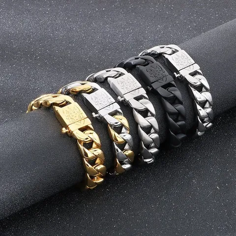 Street Hardcore Titanstahl Panzerkette Armband Herren Hip Hop Punk Gusskette Armband Mit Geprägtem Verschluss Schmuck Geschenk