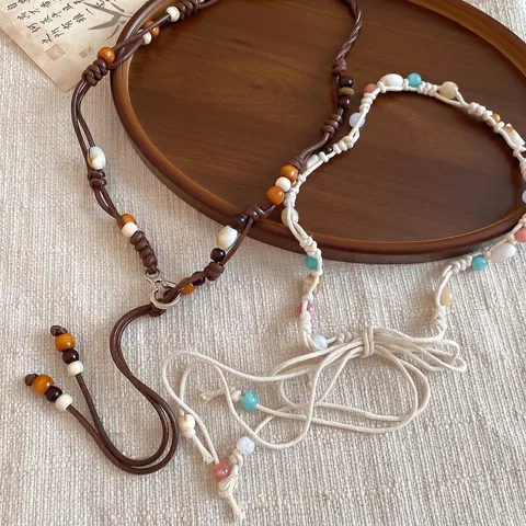 Bohemian Vintage Kralen Tailleketting Etnische Geweven Touwriem Met Houten Hars Kralen Voor Dames Jurk Accessoire