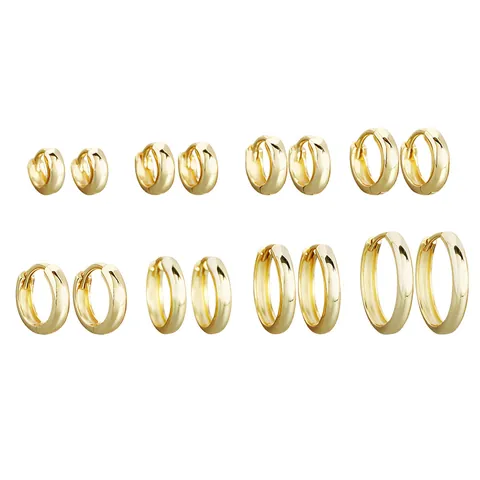 925 Sterling Silver Hoop Earrings Minimalist Round Smooth Polished Geometric Ear Buckles Jewelry For Women