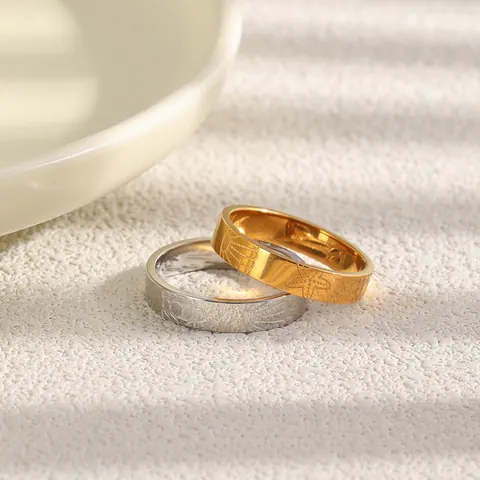 Minimalist Stainless Steel Marine Life Starfish Sea Turtle Shell Pattern Ring 18K Gold Plated Bohemian Beach Jewelry For Women