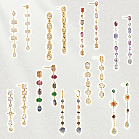 Stainless Steel Zirconia Tassel Drop Earrings For Women Luxury Gold Plated Geometric Fringe Long Dangle Earrings Jewelry