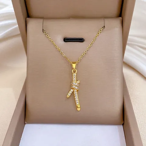 Dames Light Luxury Verguld Roestvrij Staal Knoopknoop Hanger Halsketting Strass Sleutelbeen Ketting Sieraden Cadeau