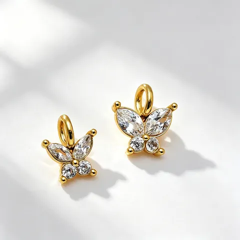 Ins Style 316 Stainless Steel 14K Gold Plated Zirconia Butterfly Pendant DIY Jewelry Making Accessory For Women Pendant