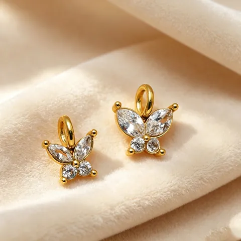 Ins Style 316 Stainless Steel 14K Gold Plated Zirconia Butterfly Pendant DIY Jewelry Making Accessory For Women Pendant