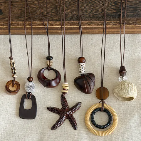 Böhmische Vintage Anhänger Halskette Für Damen Herz Seestern Geometrisch Nuss Legierung Schlüsselbeinkette Schmuck Geschenk