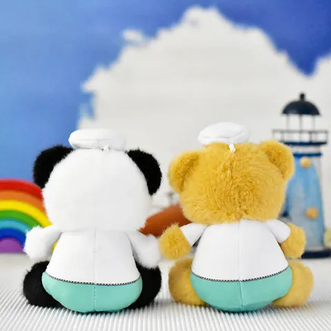 Doctor Bear Panda Plush Keychain Medical Professional Uniform Soft Stuffed Toy Bag Pendant Hospital Activity Gift For Youth