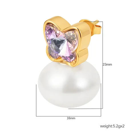 Orecchini a Bottone in Acciaio Inossidabile 304 a Farfalla con Perla Artificiale per Donna Gioielli di Lusso Leggeri con Strass