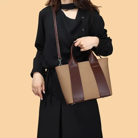 Women Litchi Pattern PU Leather Handbag And Pouch Large Capacity Retro Tote Bag Functional Shoulder Bag For Commuter Style