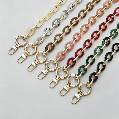 Fashion Acrylic Resin Bag Strap Chain Colorful Marble Pattern Handbag Replacement Shoulder Strap With Metal Lobster Clasps