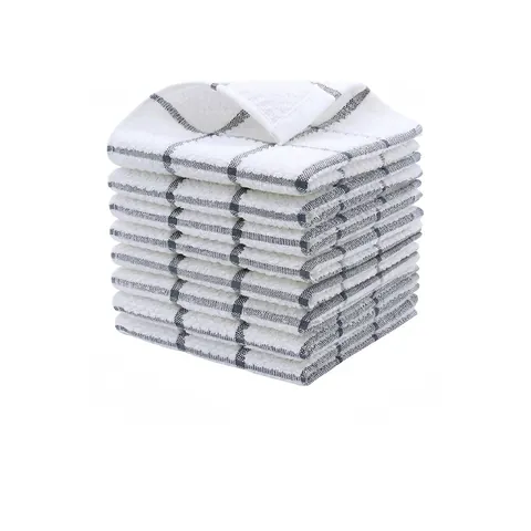 Cotton Waffle Weave Kitchen Dishcloths Absorbent Plaid Tea Towels For Dish Washing Household Cleaning Soft Quick Dry