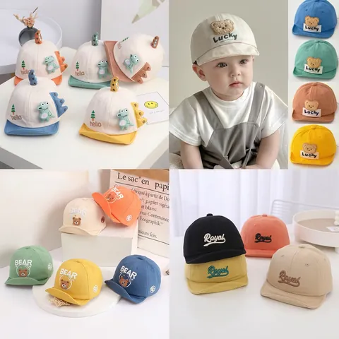 Baby Schattige Beer Oor Honkbalpet Katoen Polyester Zachte Rand Zonnehoed Voor Peuters Jongens Meisjes Cartoon Borduurwerk Verstelbare Eend Tong Pet