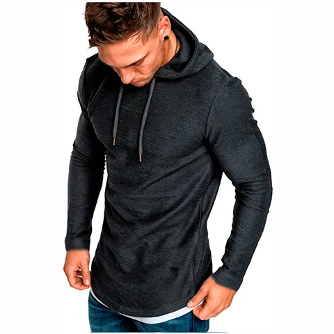Herren Casual Slim Fit Texturierter Kapuzenpullover Langarm Kordelzug Waffelstrick Hoodie Baumwollmischung Herren Oberteil