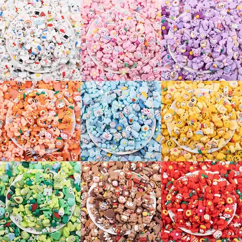 Kunstharz DIY Zubehör Cartoon Tier Blume Frucht Dessert Mix Für Handyhülle Haarklammern Basteln Creamy Glue Dekoration