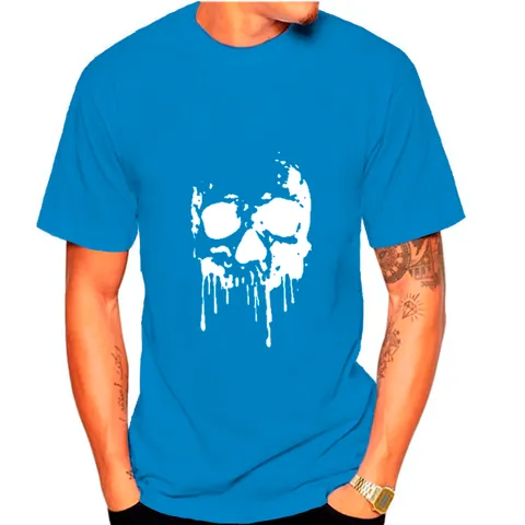 Men's Casual Cotton Blend T-Shirt Streetwear Dripping Ink Skull Print Round Neck Short Sleeve Top For Everyday Daily Wear