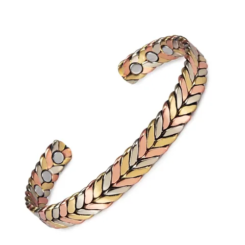 Magnetic Copper Bracelet For Women Twisted Energy Therapy Adjustable Open Cuff Bangle Jewelry Tricolor Bronze