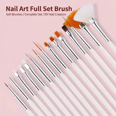 Professional Nail Art Brushes Drawing Painting Liner Fan Dotting Manicure Tools Plastic Handle Nylon Bristles