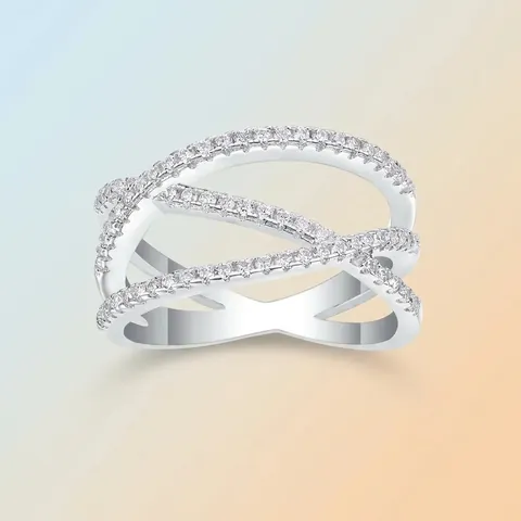 Intertwined Criss Cross Ring 925 Sterling Silver Moissanite D Color Geometric Fashion Jewelry For Women