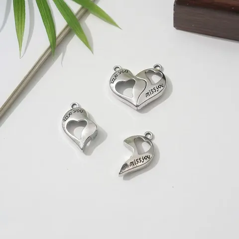 Legierung Herz Anhänger Magnetische Liebe Dich Vermisse Dich Puzzle Stitching Für Paare Beste Freunde Schmuck Zubehör