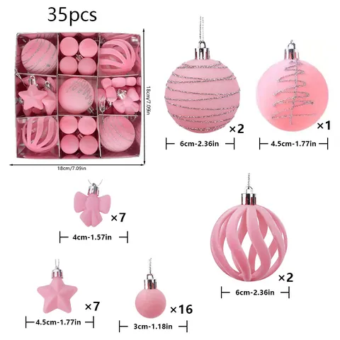 Addobbi per Albero di Natale in Plastica Floccata in Stile Europeo Forme Assortite Decorazioni per Casa e Feste Collezione di Palline Appese