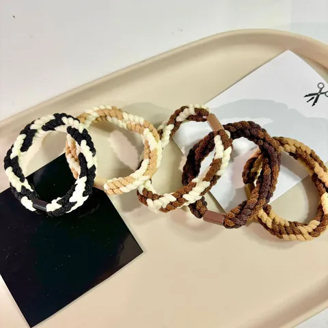 Elastici per Capelli a Treccia Fatti a Mano per Donna Serie Autunno Inverno Caffè Anelli per Capelli ad Alta Elasticità Accessori per Capelli