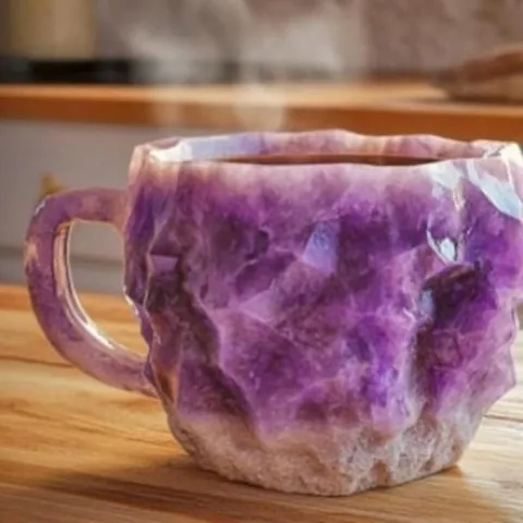 Creative Mineral Crystal Coffee Mug Synthetic Resin Natural Stone Texture With Stainless Steel Liner Natural Gemstone Style Drinking Cup For Home Office Desk Decor Gift