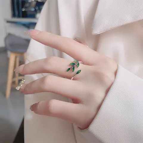 925 Sterling Silver Leaf Open Rings