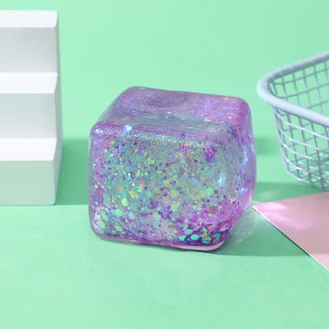 Clear Resin Glitter Artificial Ice Cubes Colorful Square Desktop Ornaments For Home Photography Props Party Decoration