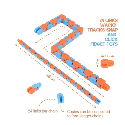 Creative 24 Links Wacky Tracks Fidget Toy Plastic Snap Click Puzzle Chain For Stress Relief Focus Educational Colorful Toy