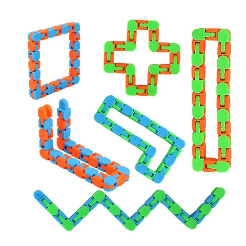 Creative 24 Links Wacky Tracks Fidget Toy Plastic Snap Click Puzzle Chain For Stress Relief Focus Educational Colorful Toy
