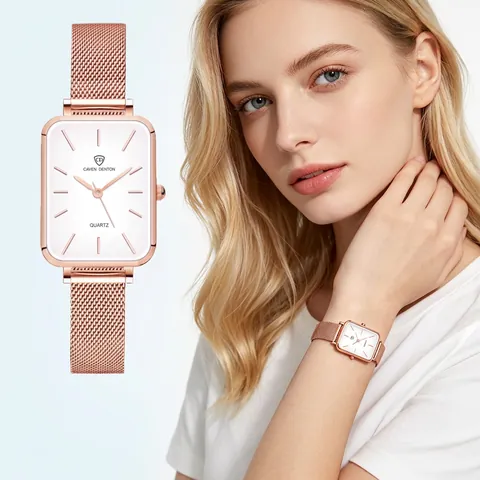 Montre À Quartz Carrée Vintage Femme Élégante Bracelet En Maille Minimaliste Étanche Montre Bracelet Mode Accessoire