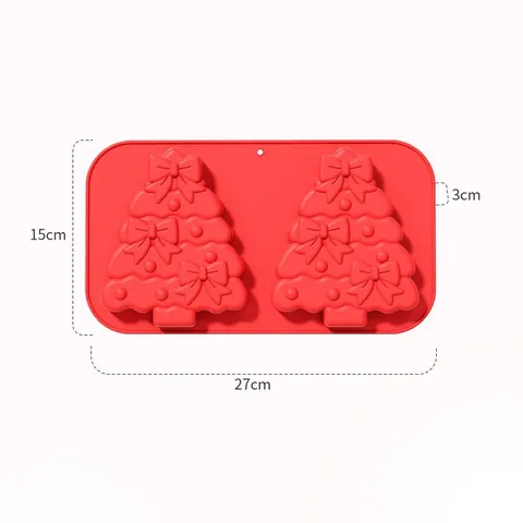 2-Loch Weihnachtsbaum Silikon Kuchenform Lebensmittelverträgliches Backwerkzeug DIY Antihaft Backform Festliche Dekoration