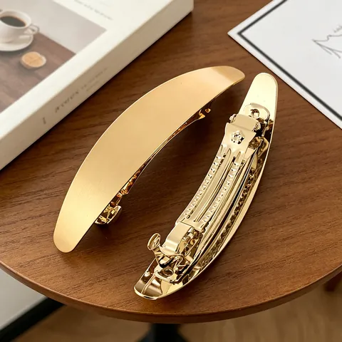 Pinzas Para El Cabello De Metal Dorado Minimalistas Pasador De Resorte Geométrico Soporte De Coleta Para Mujeres