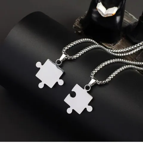 Collar Con Colgante De Rompecabezas Acero Inoxidable De Titanio Joyería Entrelazada Regalo De San Valentín Para Parejas
